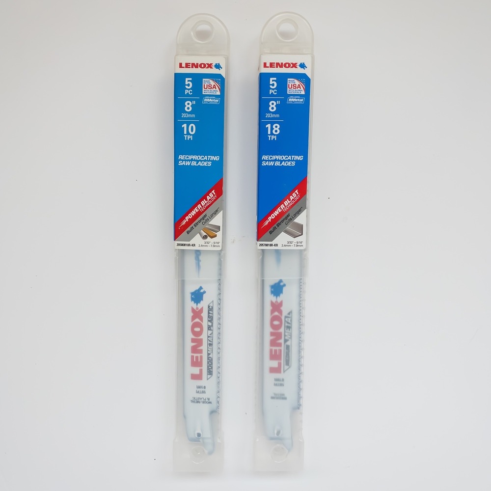 Lenox Reciprocating Saw Blades 8in White 10/18 TPI Bi-Metal 2PK